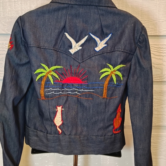 ECCLECTIC EMBROIDERED DENIM SHIRT JACKET WOMENS S/M GRAIL UNIQUE BOHO HIPPIE - Picture 6 of 9